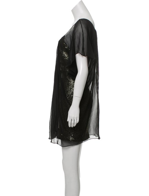 Badgley Mischka Sequin-Embellished Silk Trim Cocktail Dress