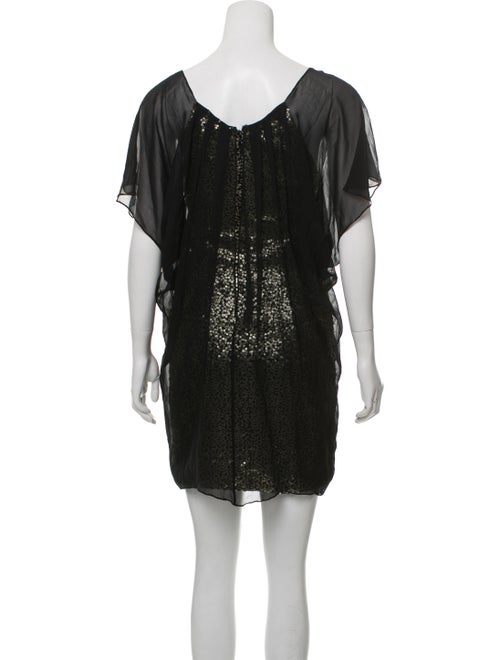 Badgley Mischka Sequin-Embellished Silk Trim Cocktail Dress