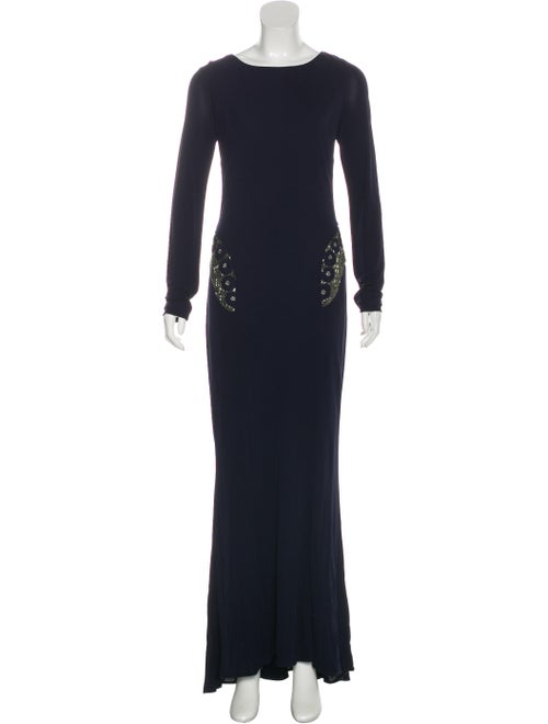 Badgley Mischka Long Sleeve Evening Dress Navy
