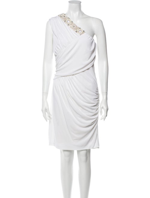 Badgley Mischka One-Shoulder Knee-Length Dress Whi