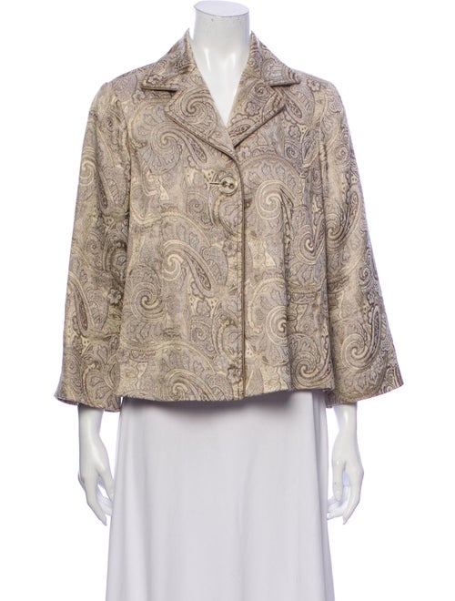 Badgley Mischka Linen Paisley Print Blazer