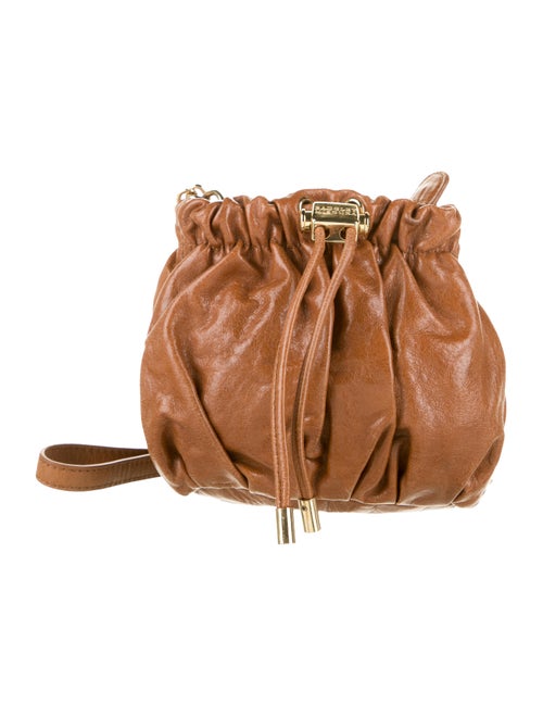 Badgley Mischka Leather Mini Bucket Bag Brown
