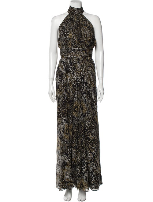 Badgley Mischka Silk Long Dress Gold