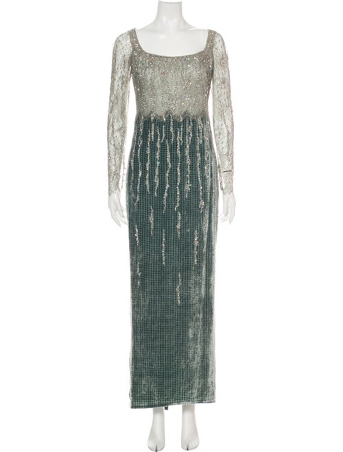 Badgley Mischka Colorblock Pattern Long Dress Grey