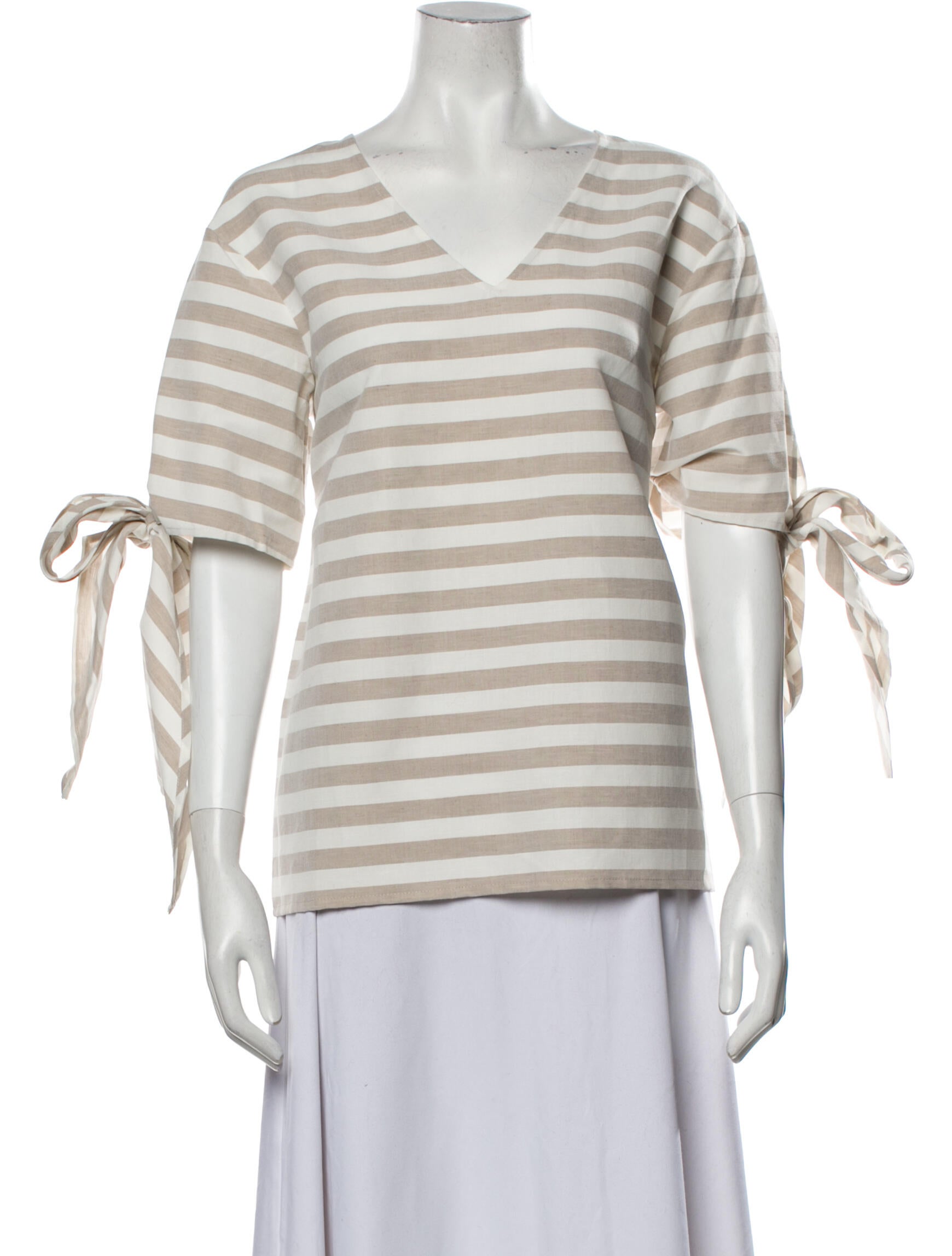 Badgley Mischka Striped V-Neck T-Shirt w/ Tags