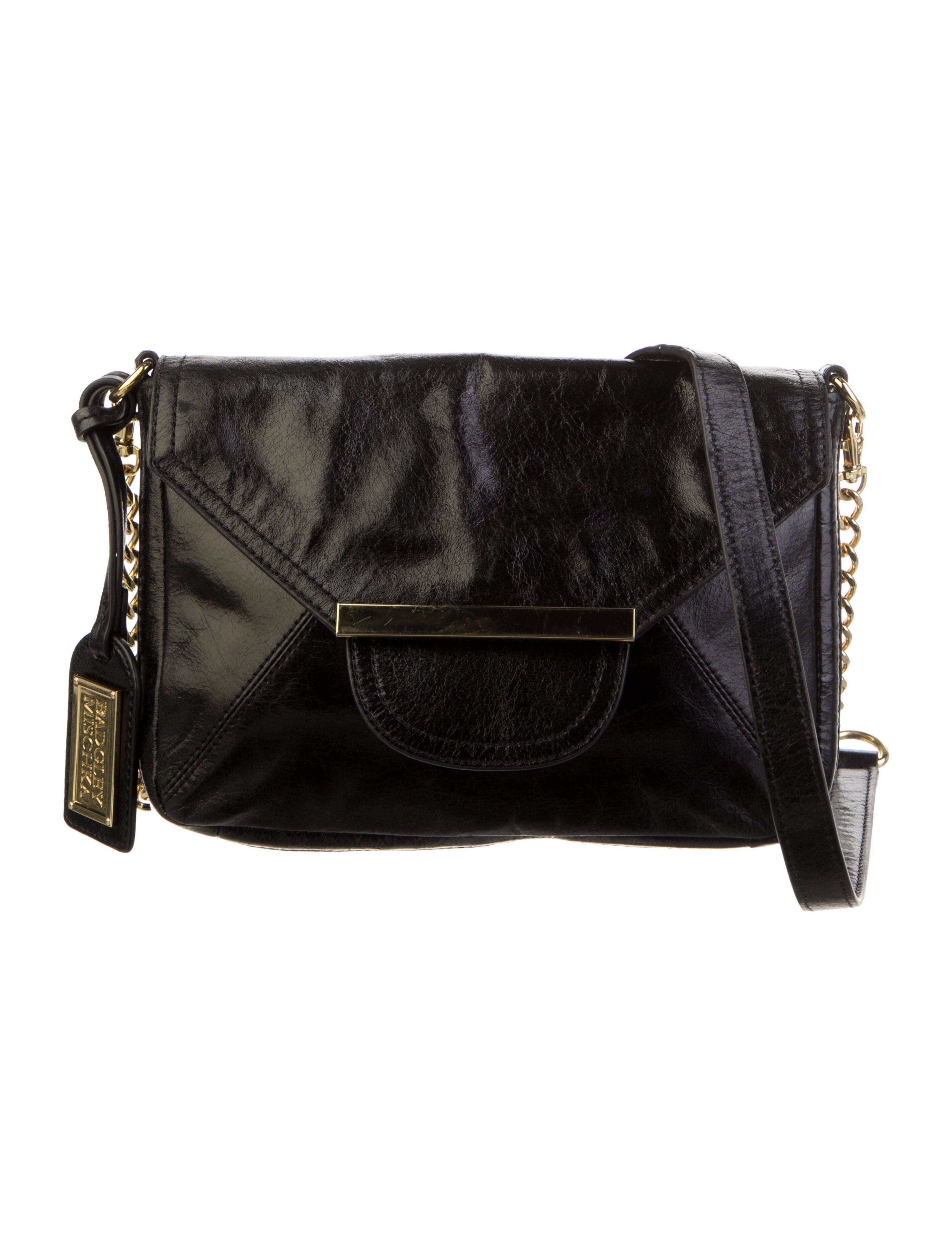 Badgley Mischka Leather ChainLink Crossbody Bag Black Crossbody Bags