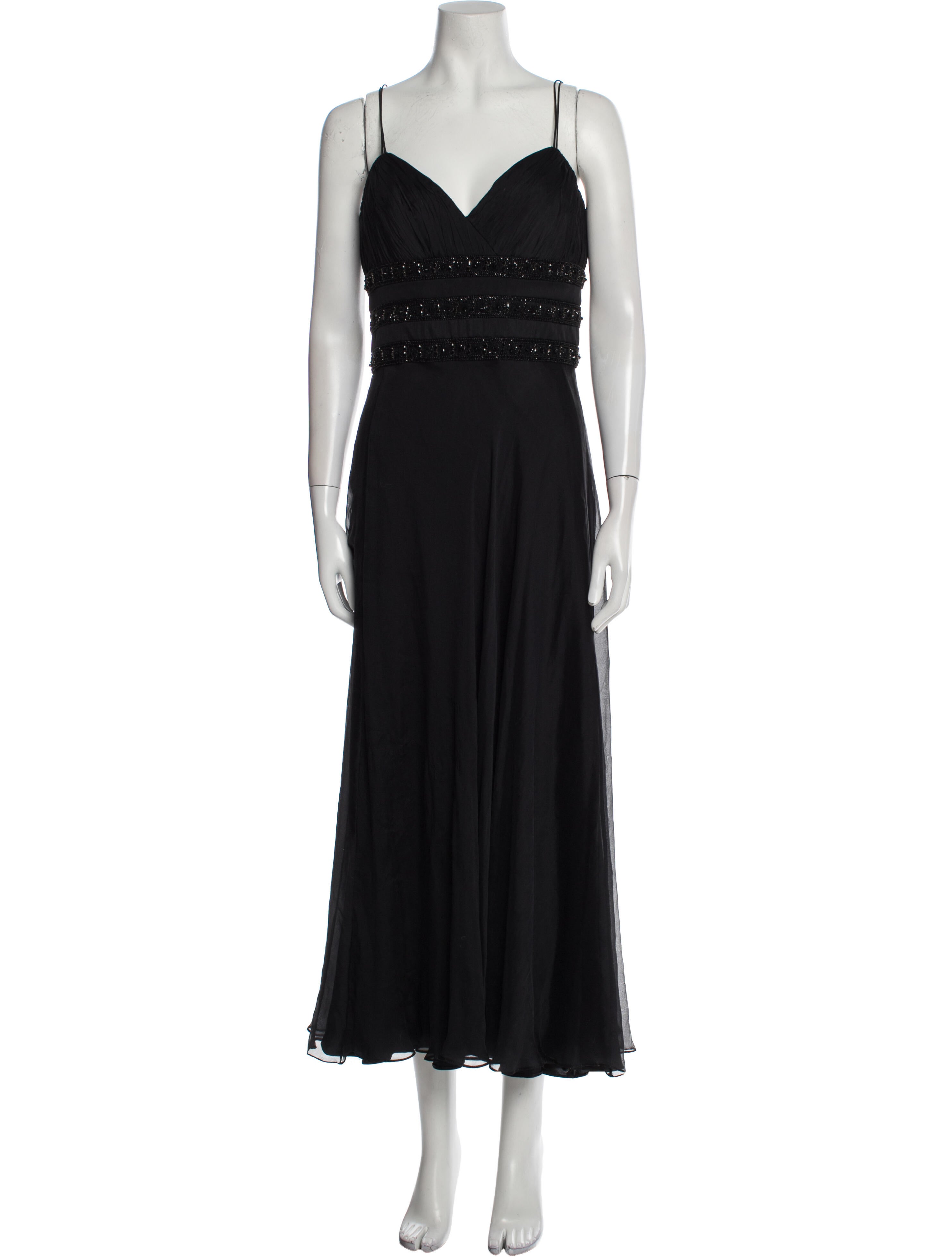 Badgley Mischka V-Neck Long Dress