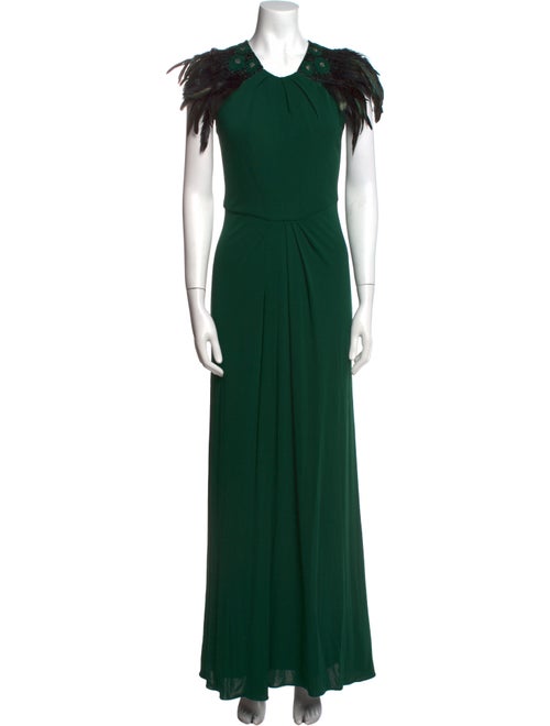 Badgley Mischka Crew Neck Long Dress