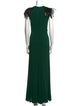 Badgley Mischka Crew Neck Long Dress