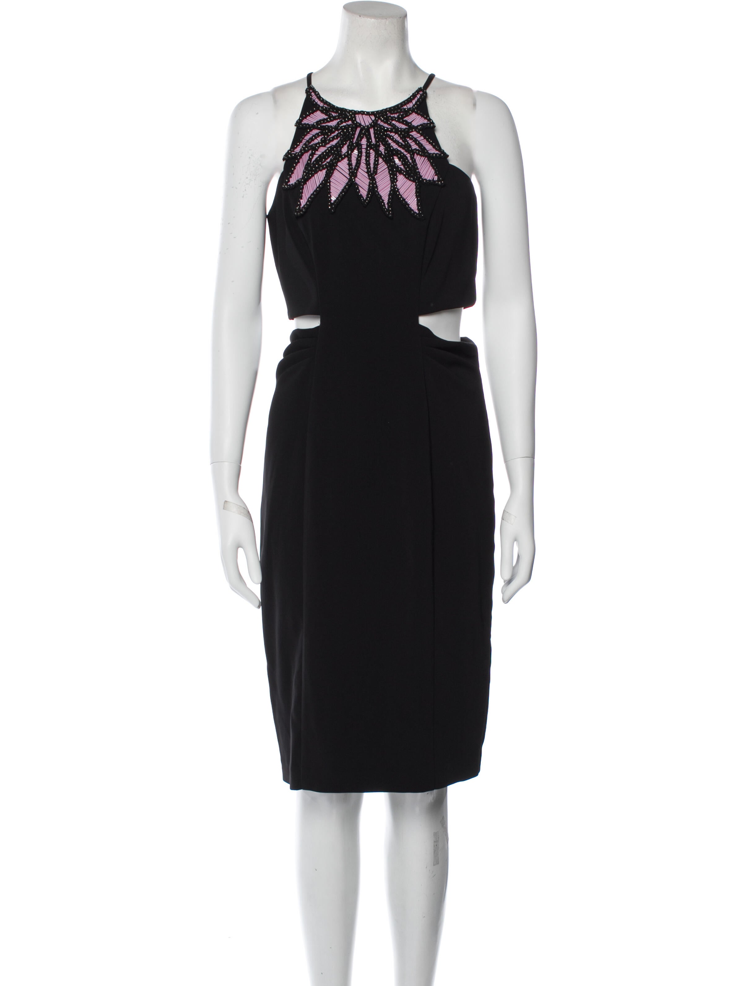 Badgley Mischka Halterneck Knee-Length Dress