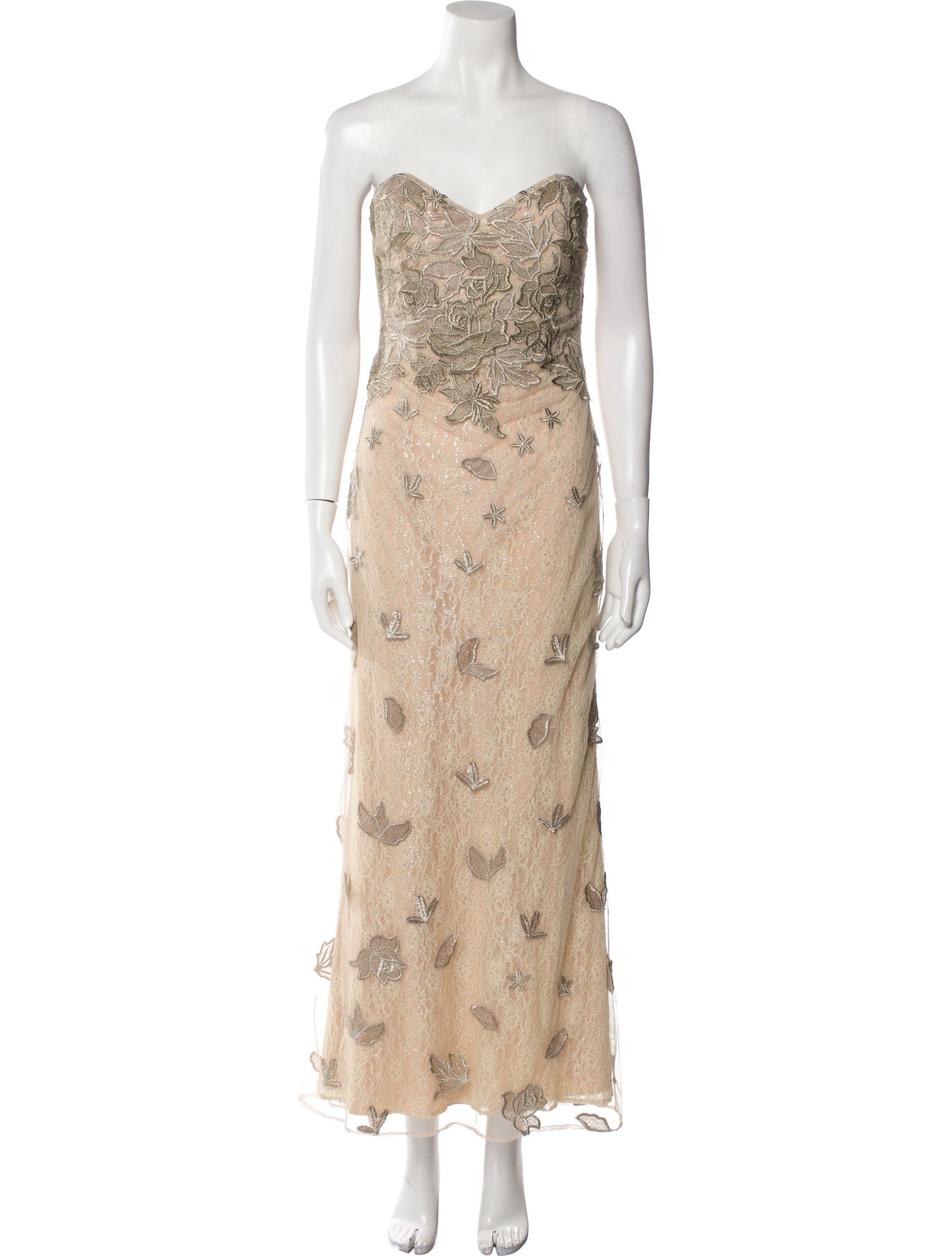 white christmas dresses Badgley Mischka Women's Brocade & Crepe Strapless Gown - Black Gold