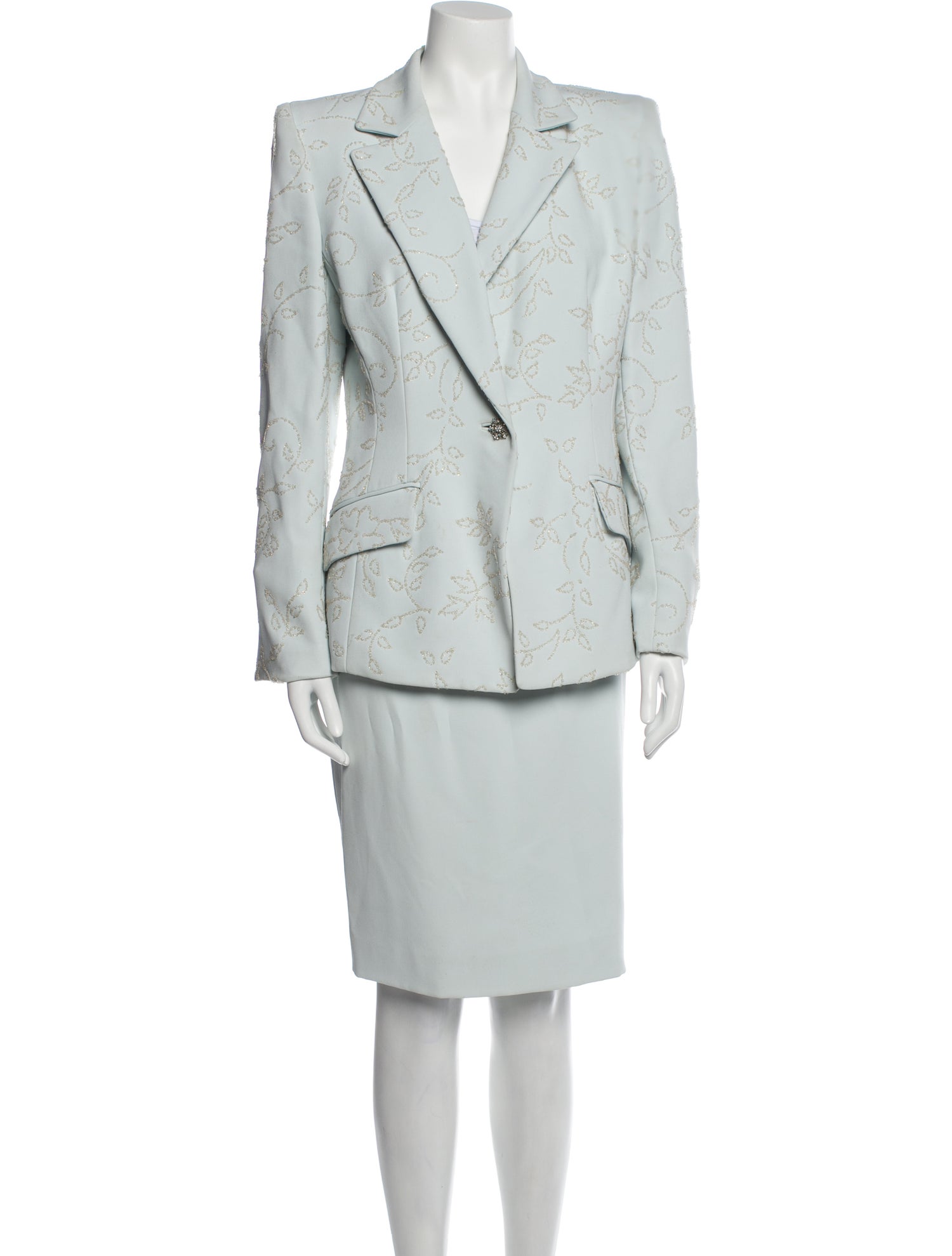 Badgley Mischka Late 1990's - Early 2000's Printed Skirt Suit