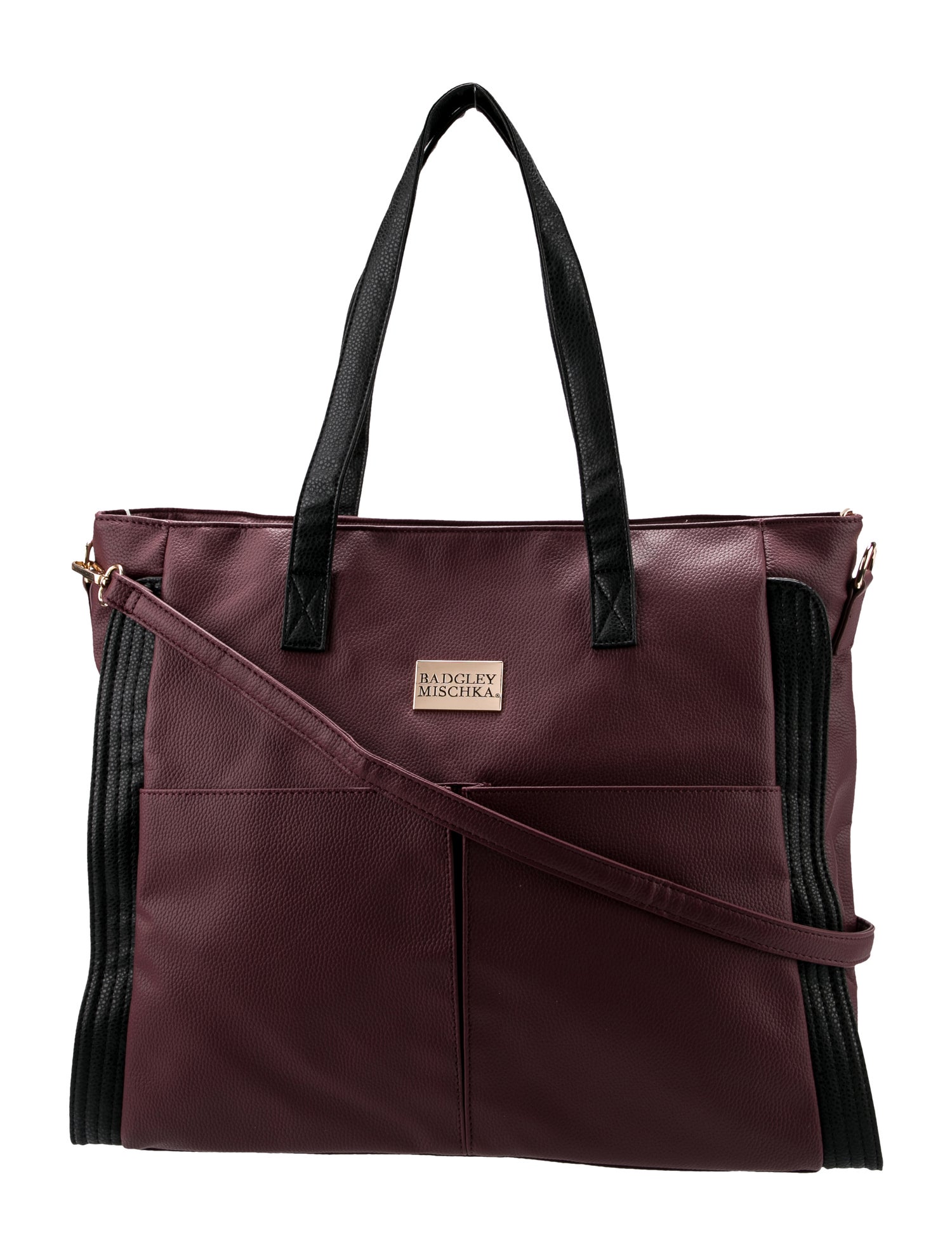 Badgley Mischka Weekender Vegan Leather Travel Bag Burgundy Luggage