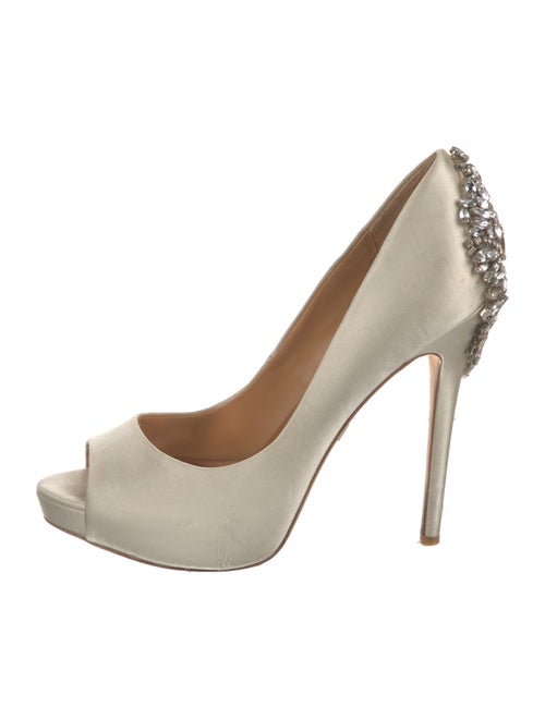 Badgley Mischka Satin Crystal Embellishments Pumps