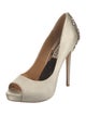 Badgley Mischka Satin Crystal Embellishments Pumps