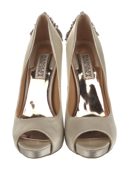 Badgley Mischka Satin Crystal Embellishments Pumps