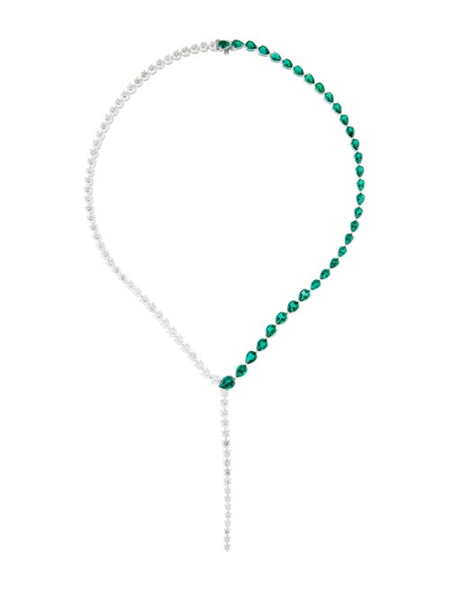 Badgley Mischka 14K Lab-Grown Diamond & Synthetic Emerald Lavalier Necklace