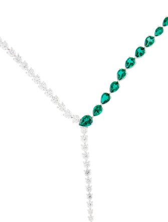 Badgley Mischka 14K Lab-Grown Diamond & Synthetic Emerald Lavalier Necklace