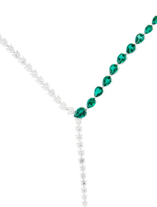 Badgley Mischka 14K Lab-Grown Diamond & Synthetic Emerald Lavalier Necklace