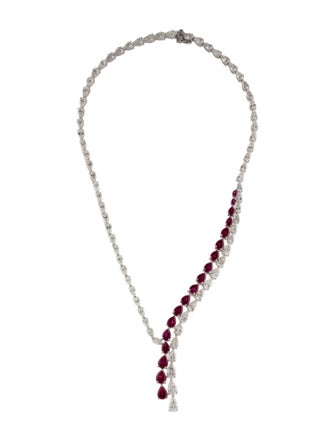 Badgley Mischka 14K Synthetic Ruby & Lab-Grown Diamond Lavalier Necklace