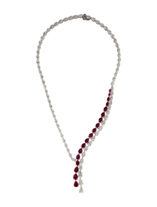 Badgley Mischka 14K Synthetic Ruby & Lab-Grown Diamond Lavalier Necklace