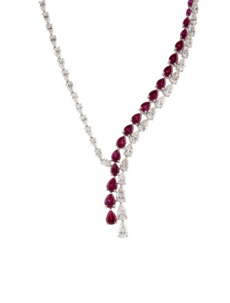 Badgley Mischka 14K Synthetic Ruby & Lab-Grown Diamond Lavalier Necklace