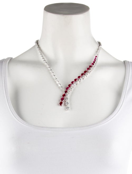 Badgley Mischka 14K Synthetic Ruby & Lab-Grown Diamond Lavalier Necklace