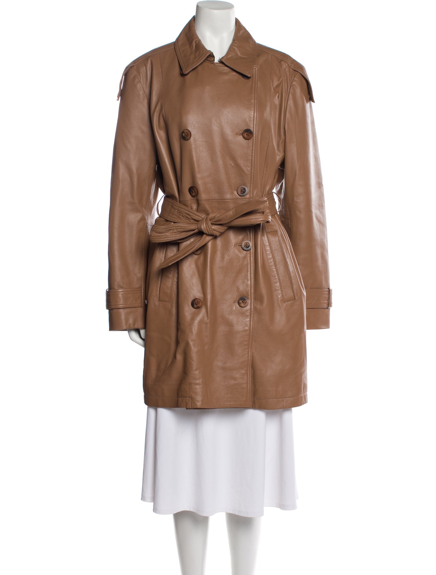 Badgley Mischka Lamb Leather Trench Coat