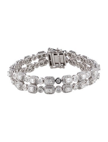 Badgley Mischka Link 14K 9.54ctw Lab-Grown Diamond Two-Row Bracelet