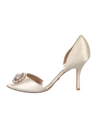 Badgley Mischka Satin Crystal Embellishments D'Orsay Pumps