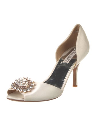 Badgley Mischka Satin Crystal Embellishments D'Orsay Pumps