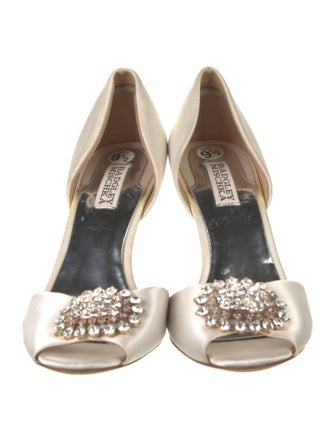 Badgley Mischka Satin Crystal Embellishments D'Orsay Pumps
