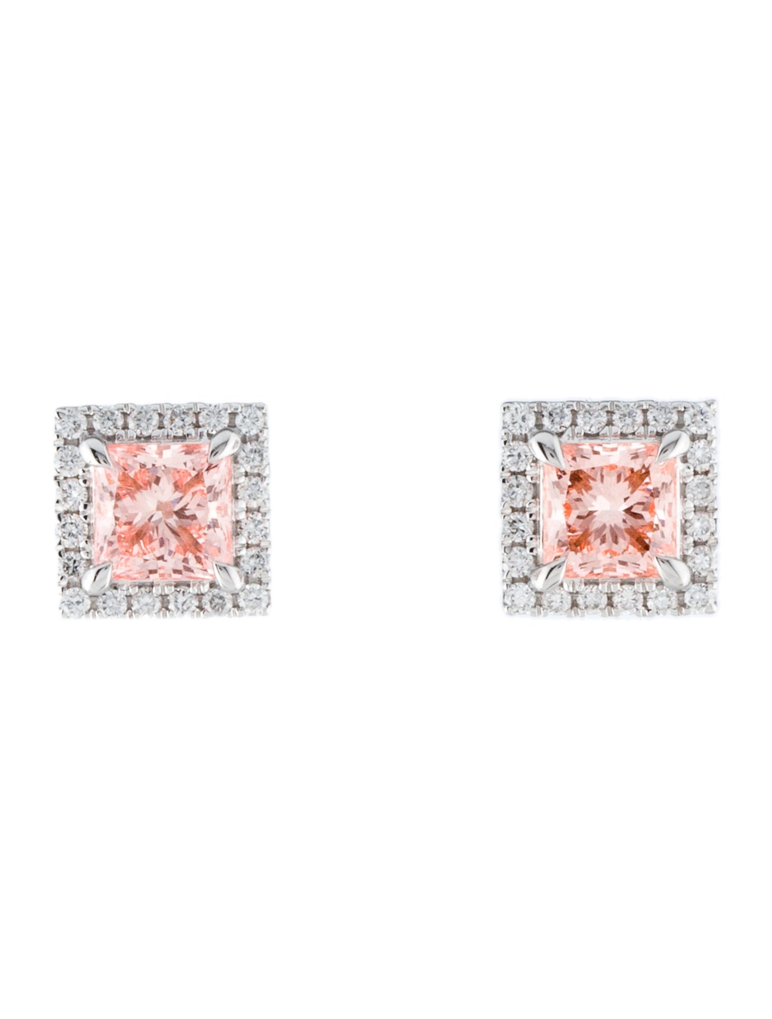 Badgley Mischka 14K 1.83ctw Pink Lab-Grown Diamond Halo Set Stud Earrings