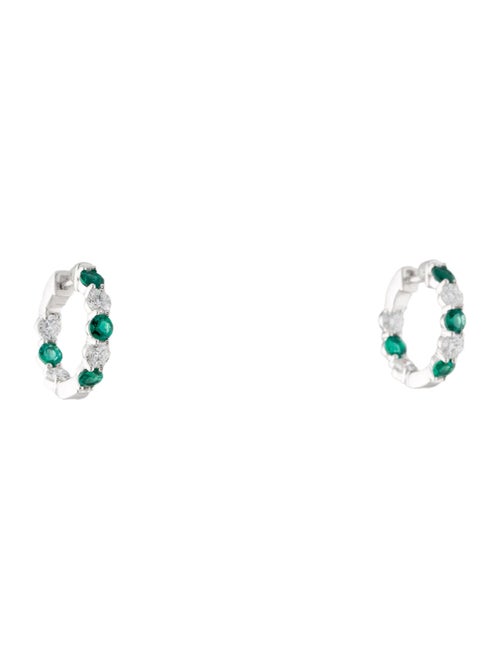 Badgley Mischka 14K Synthetic Emerald & Lab-Grown Diamond Inside-Out Hoop Earrings