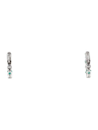 Badgley Mischka 14K Synthetic Emerald & Lab-Grown Diamond Inside-Out Hoop Earrings