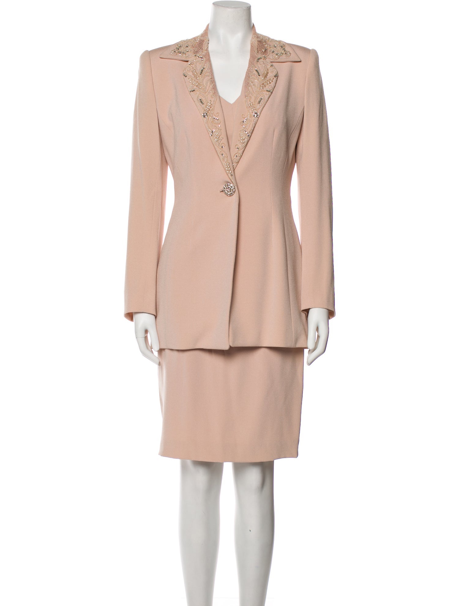 Badgley Mischka Crystal Embellishments Skirt Suit