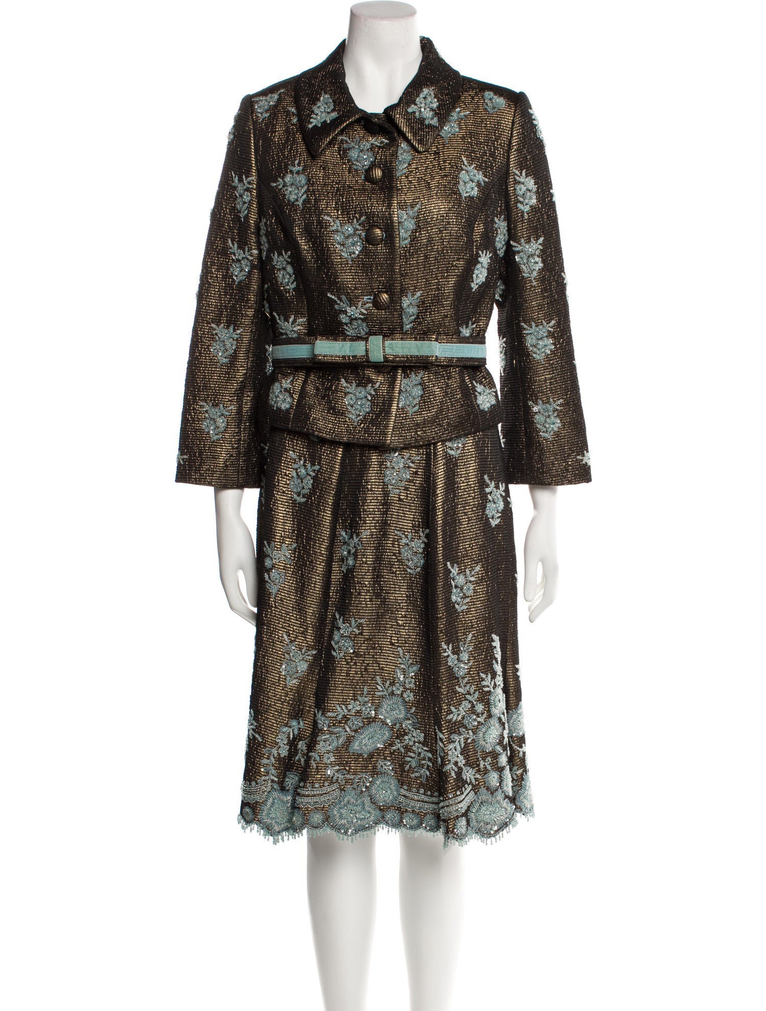 Badgley Mischka Patterned Sequin Embellishments Skirt Set