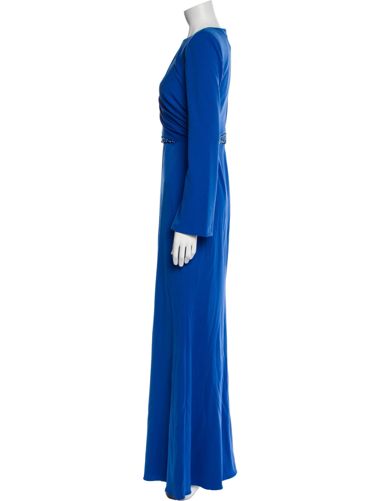 Badgley Mischka Crew Neck Long Dress