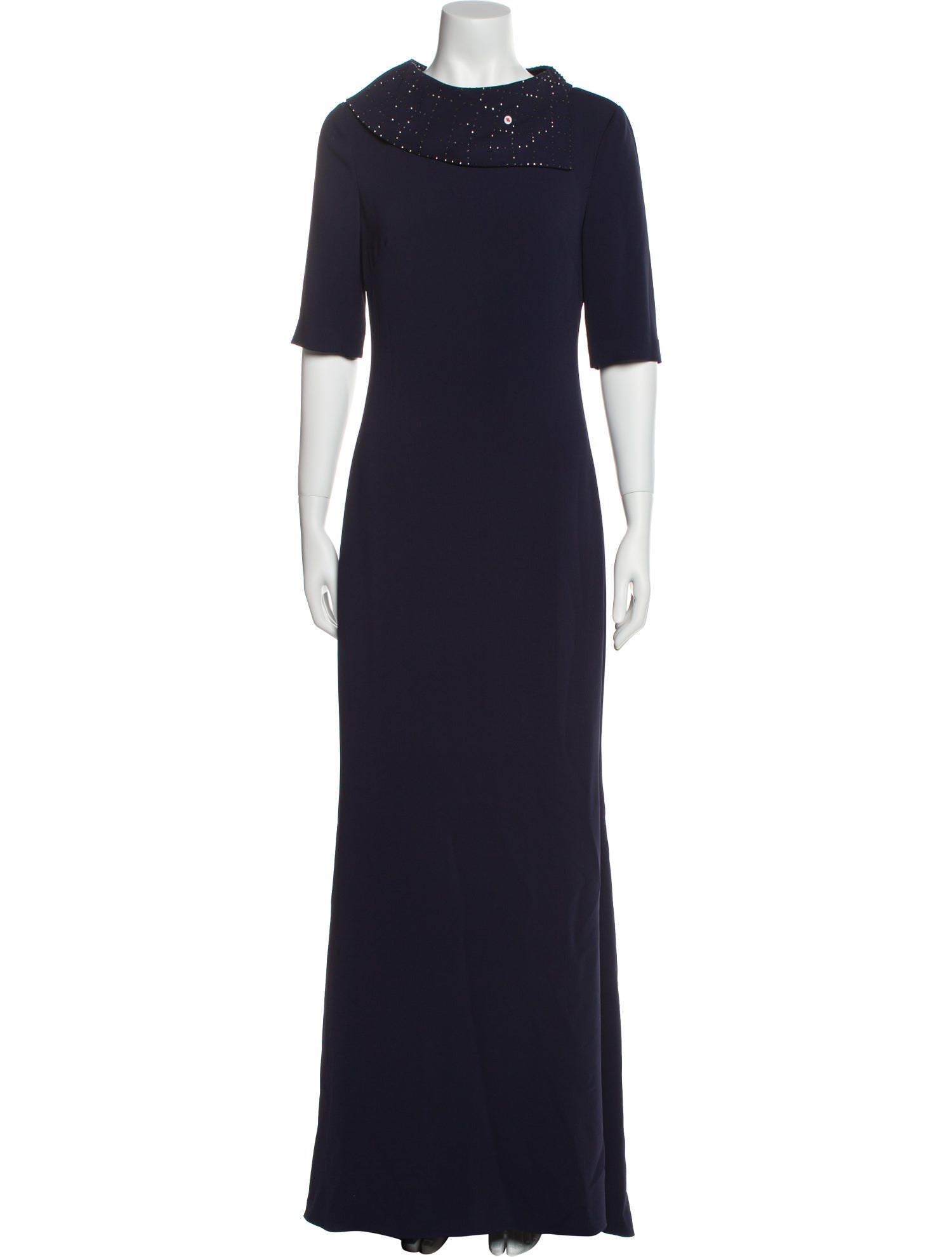 Badgley Mischka Crew Neck Long Dress