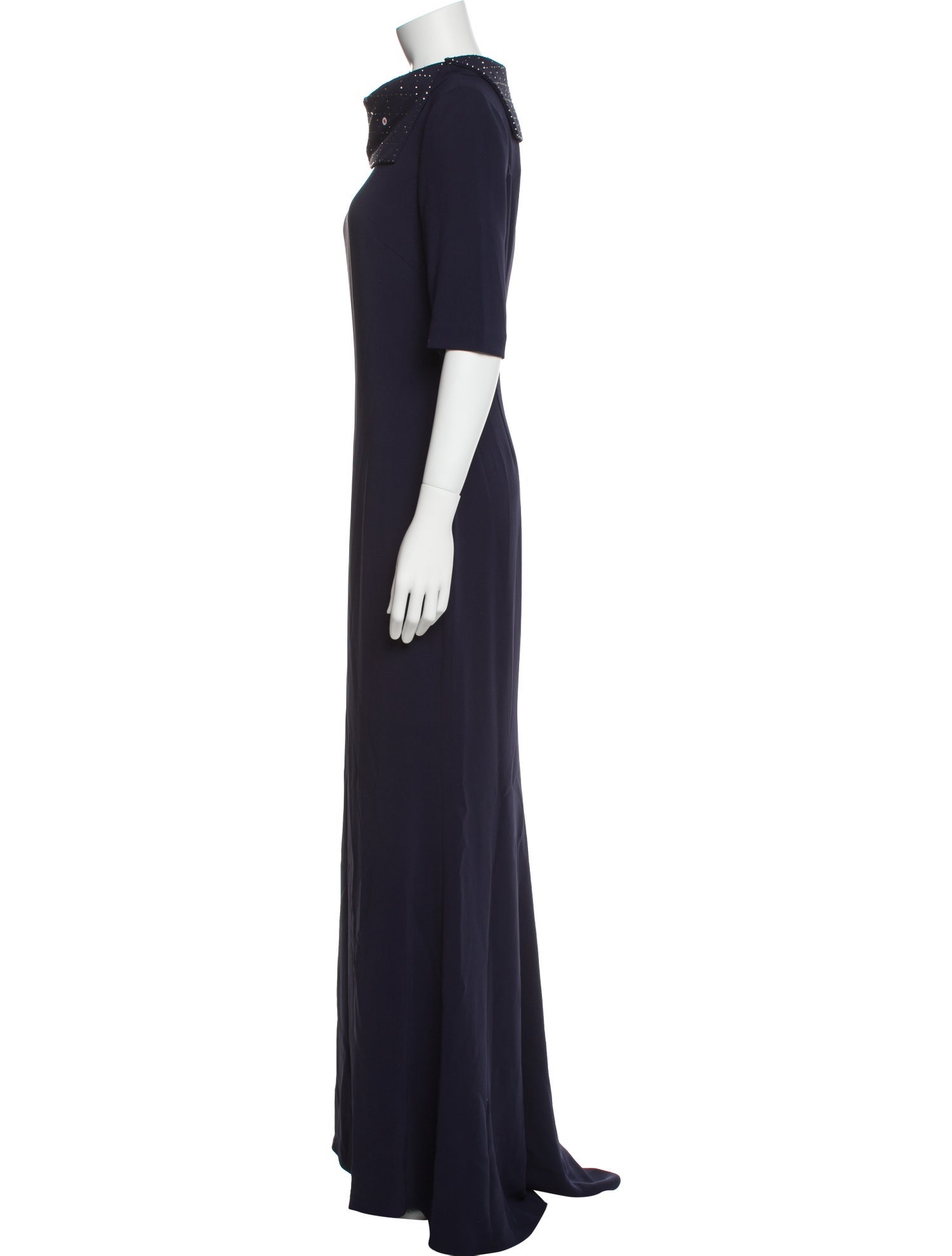 Badgley Mischka Crew Neck Long Dress