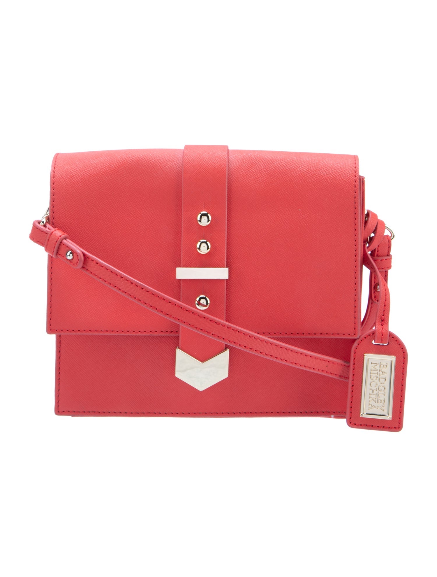 Badgley Mischka Saffiano Leather Crossbody Bag Orange Crossbody Bags