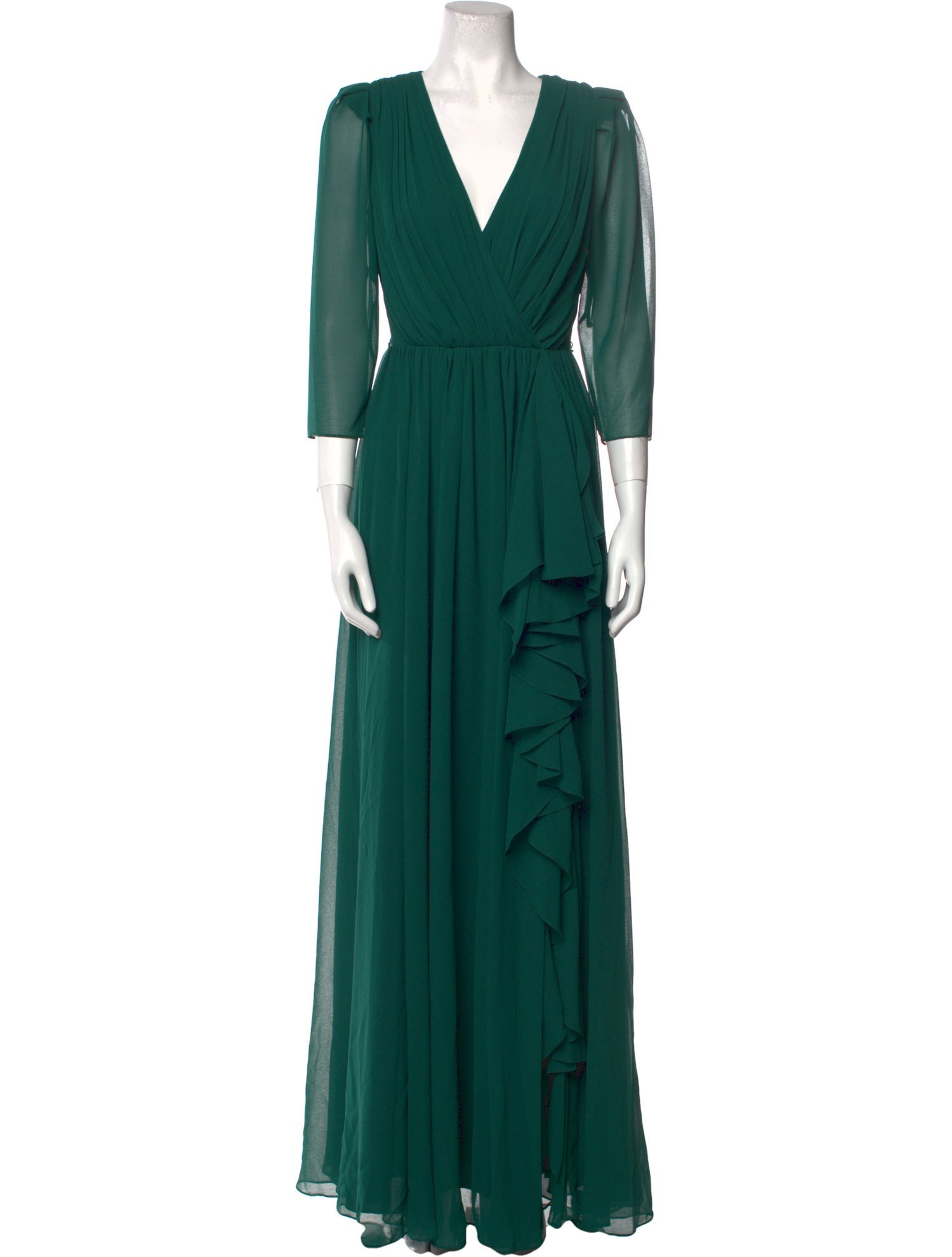 Badgley Mischka V-Neck Long Dress