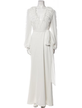 Badgley Mischka V-Neck Long Dress