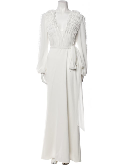 Badgley Mischka V-Neck Long Dress