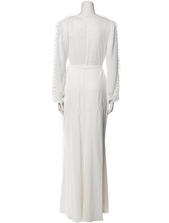 Badgley Mischka V-Neck Long Dress