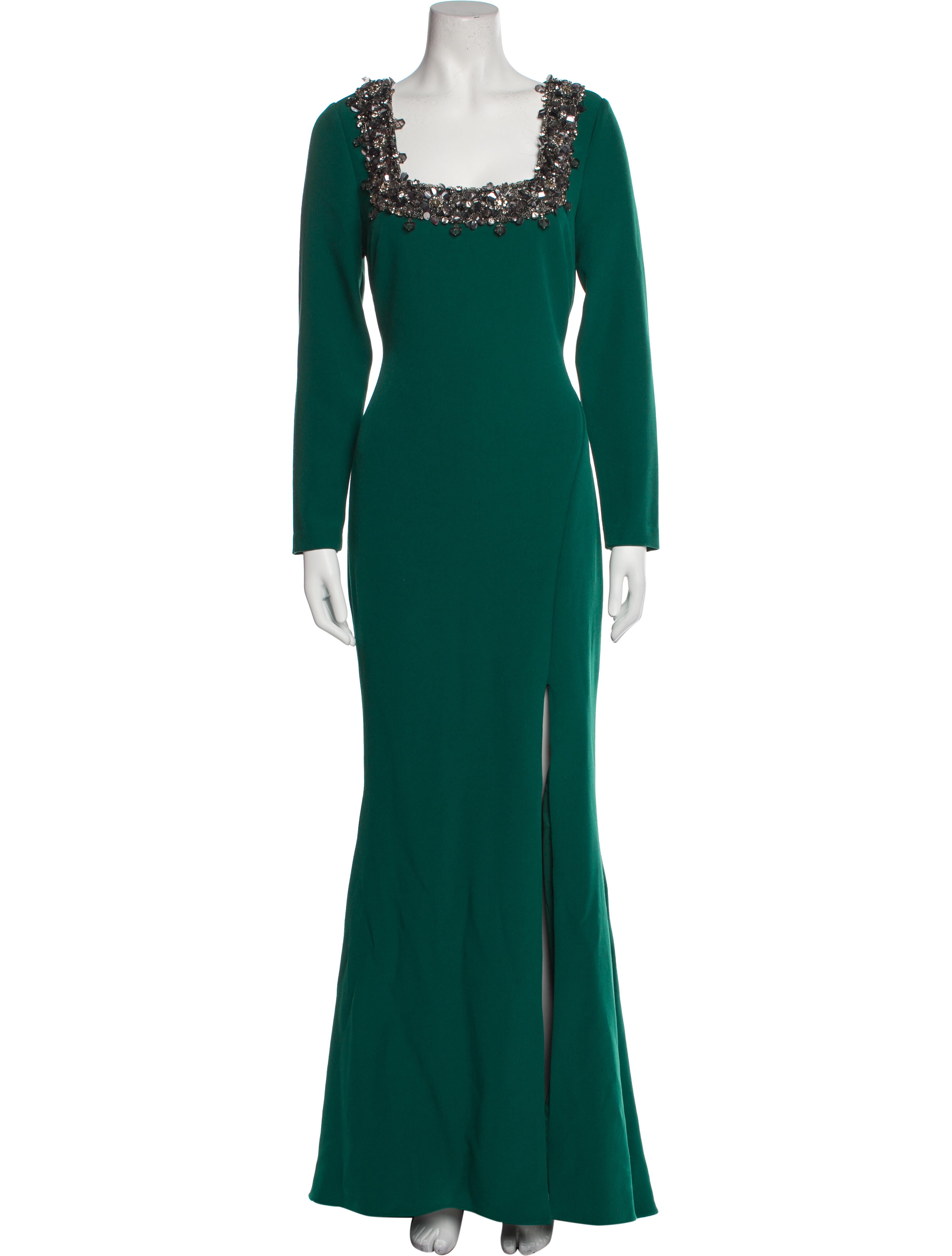 Badgley Mischka Square Neckline Long Dress - Green Dresses, Clothing - BAG65182 | The RealReal Badgley Mischka Square Neckline Long Dress - Green Dresses, Clothing - BAG65182 | The RealReal