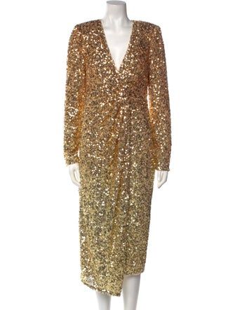 Badgley Mischka V-Neck Long Dress