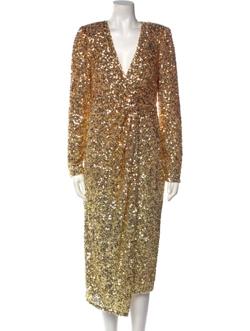 Badgley Mischka V-Neck Long Dress