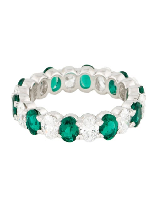 Badgley Mischka Platinum Lab-Grown Diamond & Synthetic Emerald Eternity Band