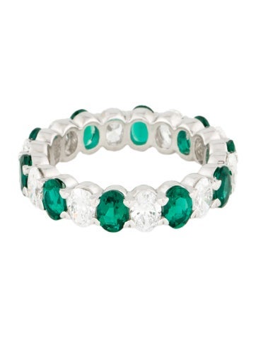 Badgley Mischka Eternity Band Platinum Lab-Grown Diamond & Synthetic Emerald 8.5